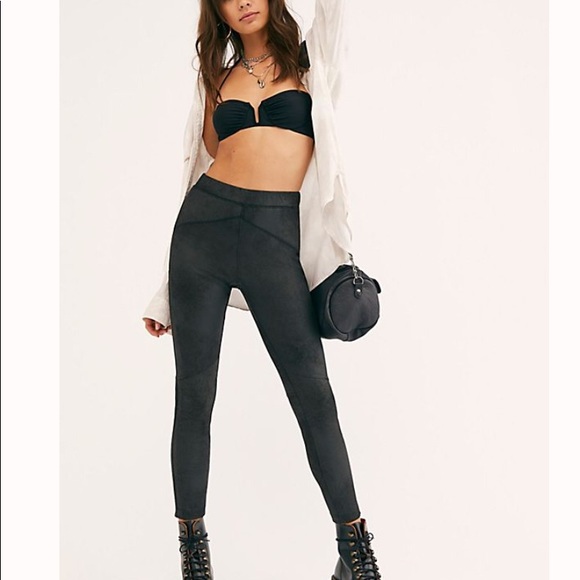 NWT Free People Midnight Vegan Suede Skinny Pants - Picture 2 of 7